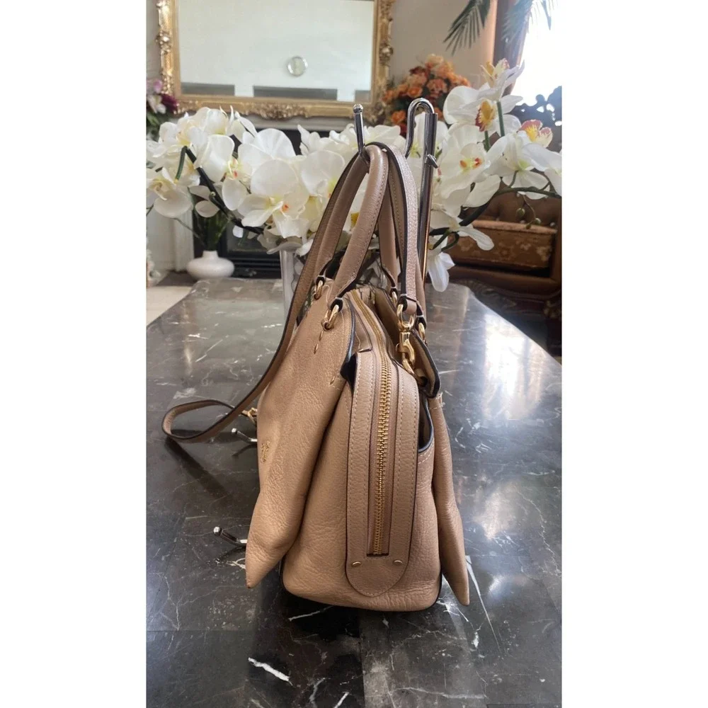 COACH‎ Drew Beechwood /Gold Pebble Leather Satchel Shoulder Bag 67711 EUC!  $450
